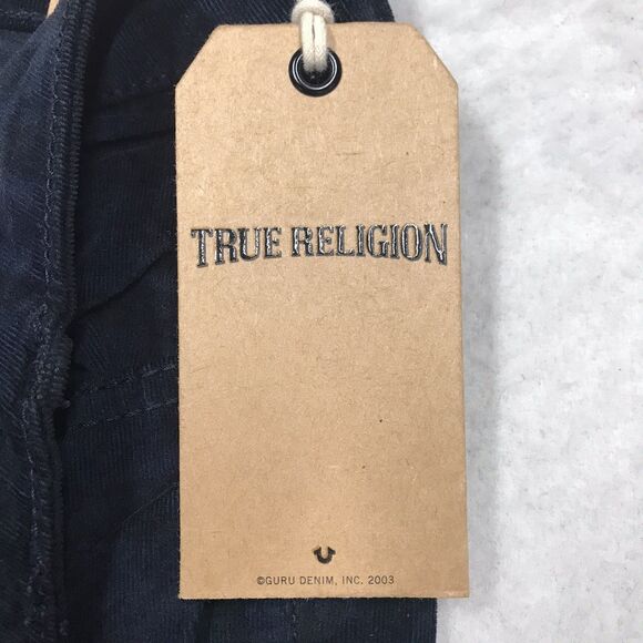 NWT TRUE RELIGION Halle Micro Corduroy Jean Women 28x30 Super Skinny Blue Check - Picture 12 of 16